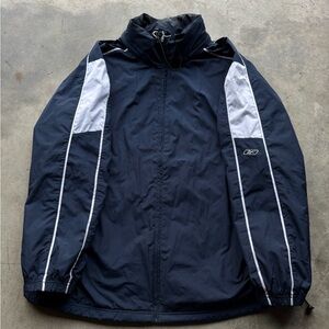 90s Reebok Men's Navy and White Windbreaker Jacket